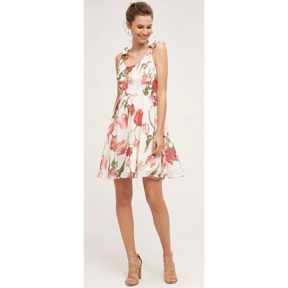 Anthropologie Paper Crown Tulipa Double Tie Sleeveless Party Mini‎ Dress Large